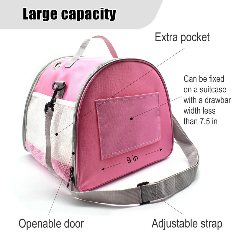 Small Animal Carrier Bag, Upgraded Portable Guinea Pig Carriers, Transparent Hamster Carrying Case, Reptile Rat Rabbit Bearded Dragon Hedgehog Carrier Bag for Travel, Hiking, Walking, Outdoor (Pink) Pink - PawsPlanet Australia