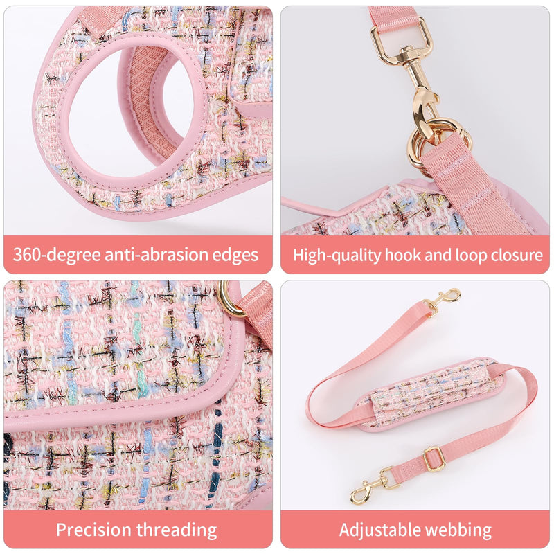 Dog Lift Harness Dog Carrier Dog VES Harness Adjustable Dog Leash with Small Puppy Treat Bag?Pink,XS? X-Small(2-5 LBS) 2.0 Pink - PawsPlanet Australia