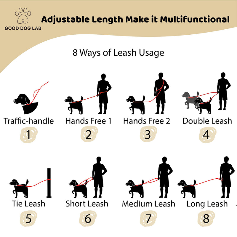 Heavy Duty Hands Free Dog Leash for Medium to Large Dogs for Comfortable Running, Jogging Walking | Dual D-Rings | Soft Padded Traffic Handle | Both Ends 360 Rotating Carabiners (Leash Length 7.7 ft) Navy Dual Side Ring - 7.7 ft - PawsPlanet Australia