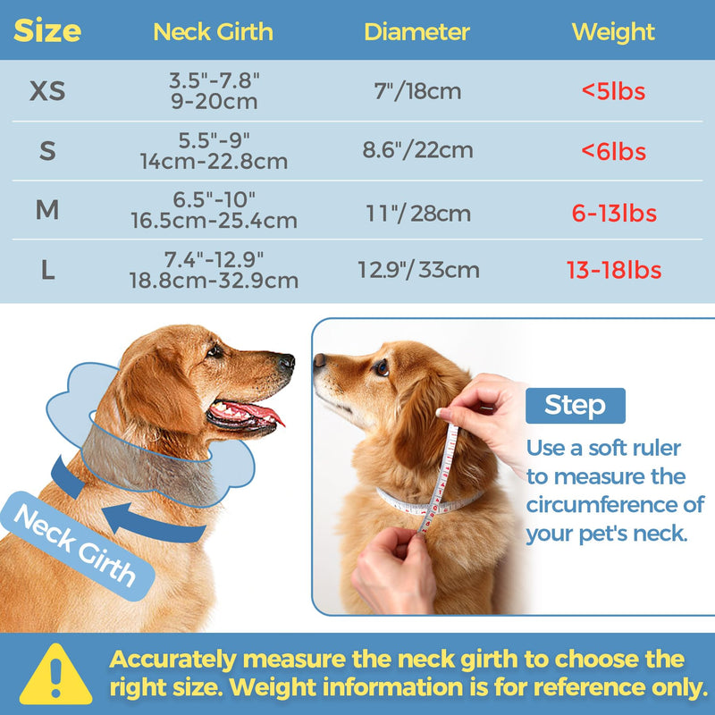 ComSaf Soft Dog Recovery Collar, Protective Adjustable Pet Cone Collar for After Surgery, Comfortable Lightweight Elizabethan Collar for Small Dog Cat Prevent from Licking Wounds, Not Block Vision Planet L (Neck:7.4-12.9 in)