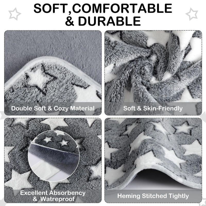 Tranqun 4 Pcs Waterproof Dog Blankets 30 x 21 Inch Washable Puppy Blankets for Small Dog Reusable Pet Pee Pad Soft Reversible Fleece Cat Blanket Sleep Floor Mat for Guinea Pig Cage Liners (Gray) Gray - PawsPlanet Australia