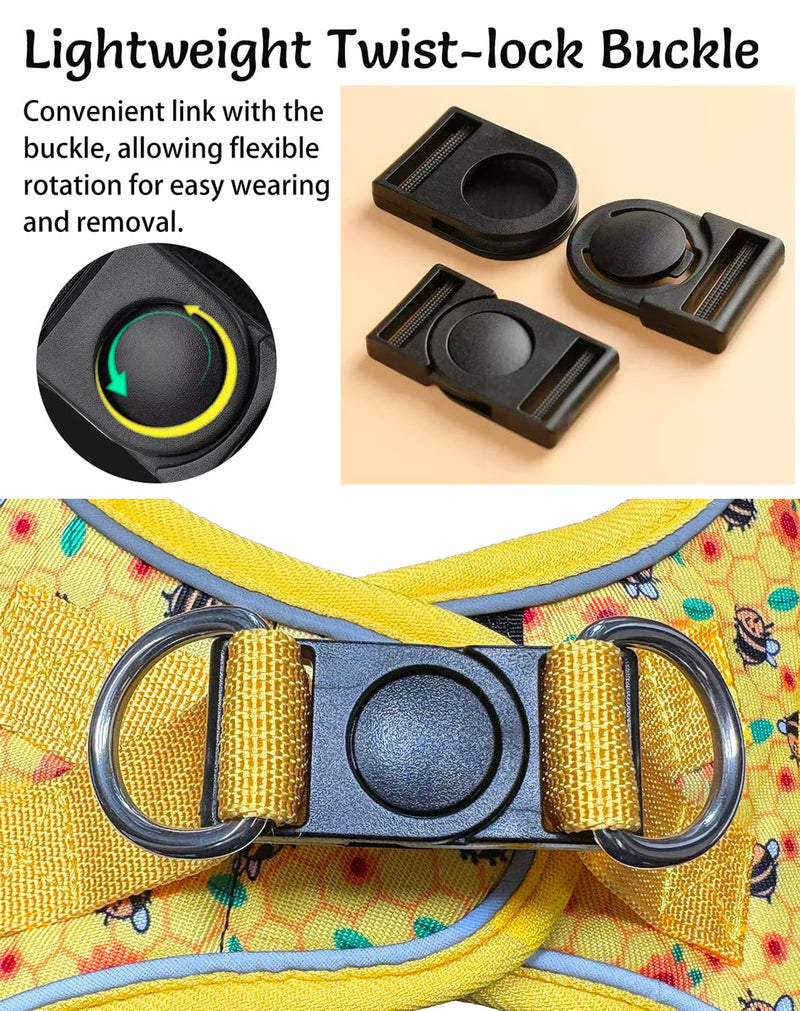 Step in Dog Harness and Leash Set, Reflective Adjustable No Pull Dog Harness for Small Medium Dogs Puppy and Cats, Soft Padded Mesh Vest Harnesses for Girl and Boy Pets(Bee,L) Bee L-Chest:18.9-21.3inch - PawsPlanet Australia