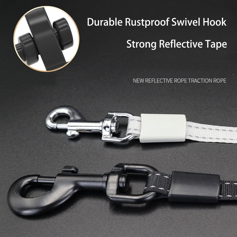 360° Retractable Dog Leash, Strong Reflective Nylon Tape Lead 16 ft Dog Walking Leash, up to 66lbs, Anti-Slip Rubberized Handle, One-Handed Brake, Tangle Free, White-Gray (Medium) Medium - PawsPlanet Australia