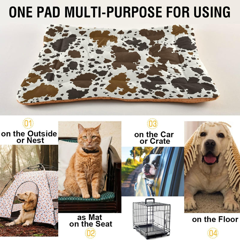 xigua Cow Print Pet Dog Bed, Soft Comfortable Pet Mat Anti-Slip Bottom Machine Washable Dog Crate Pad for Small Medium Large Dogs - PawsPlanet Australia