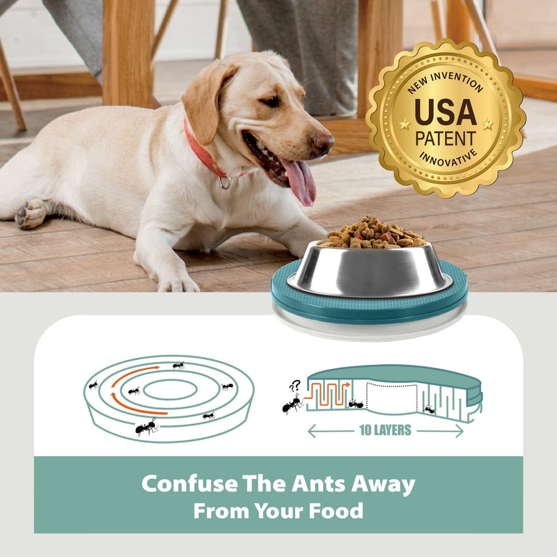 Ant Proof Cat Dog Bowl Tray - 2024 New Innovation Anti Ant Pet Food Dish Indoor No Chemical No Water Needed Different from Traditional Ant Trap (Turquoise Green) Turquoise Green