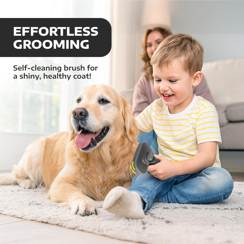 Hertzko Self Cleaning Slicker Brush for Cats & Dogs – Grooming Tool for Shedding Long & Short Hair – Retractable Bristles – Easy-Clean Cat & Dog Deshedding Brush, Painless Detangling - Black - PawsPlanet Australia