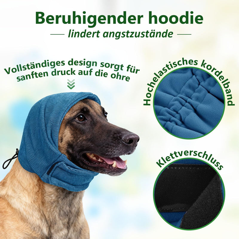 Yootiko Hearing Protection for Dogs, Earmuffs Noise Reduction for Pets, Soothing Ear Protection for Fireworks & Thunderstorms, Blue, Medium