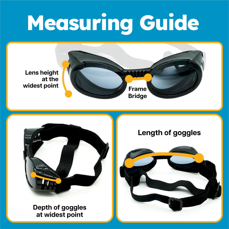 PetSpex® Dog and Cat Sunglasses, Pet Goggles with UV Protection, Windproof Water Resistant Pet Glasses with Adjustable Head and Chin Straps for Outdoor Adventures, Extra Small, Black Black Frame X-Small