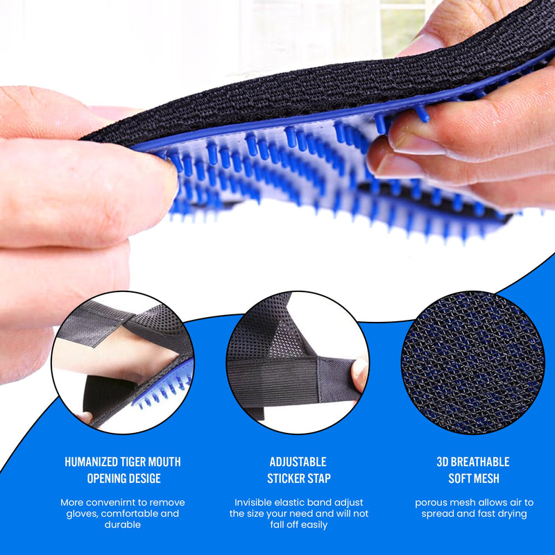 Blue Pet Hair Remover Gloves - 1 Pair, Pet Grooming Gloves | Cat Hair Remover | Gentle Deshedding Brushes for Dogs, Cats & Horses | Dog Washing Gloves - PawsPlanet Australia