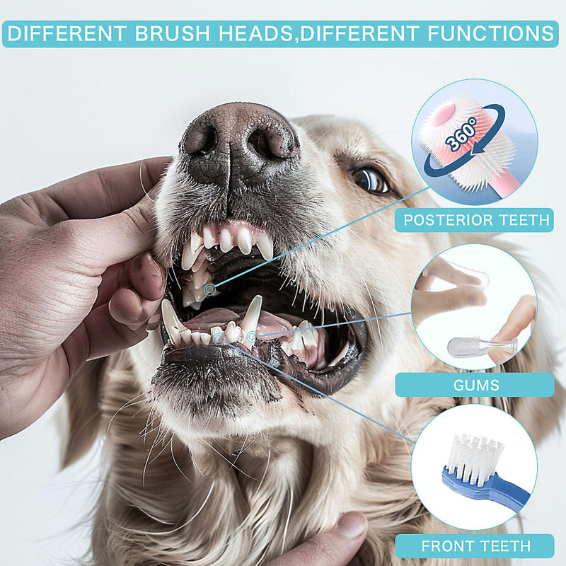 Dog Toothbrush, Finger Toothbrushes, 360 Degree Toothbrush, Triple Head Dog Toothbrushes, Double Head Toothbrush,Cleaning Brushes for Dog Cat Oral Dental Health 9Pack - PawsPlanet Australia