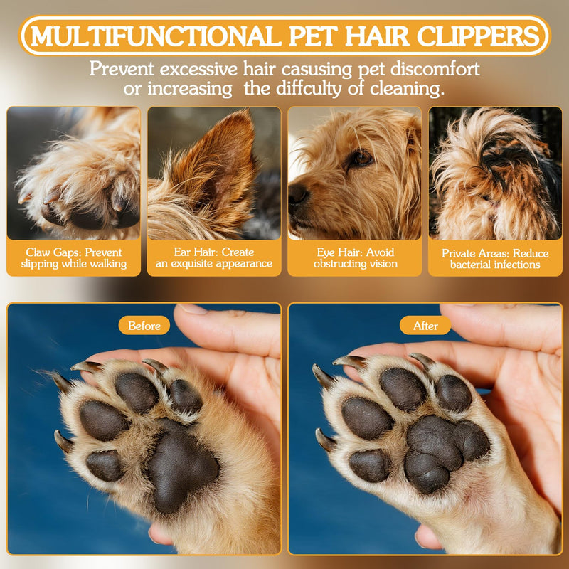 Pet MicroPrecision Trimmer, 2025 Upgraded Dog Paw Trimmer with LED Light, Low Noise Waterproof Rechargeable Paw Hair Trimmer,Rechargeable Clipper for Dogs Cats Trimming Paws, Eyes, Ears, Face, Rump - PawsPlanet Australia