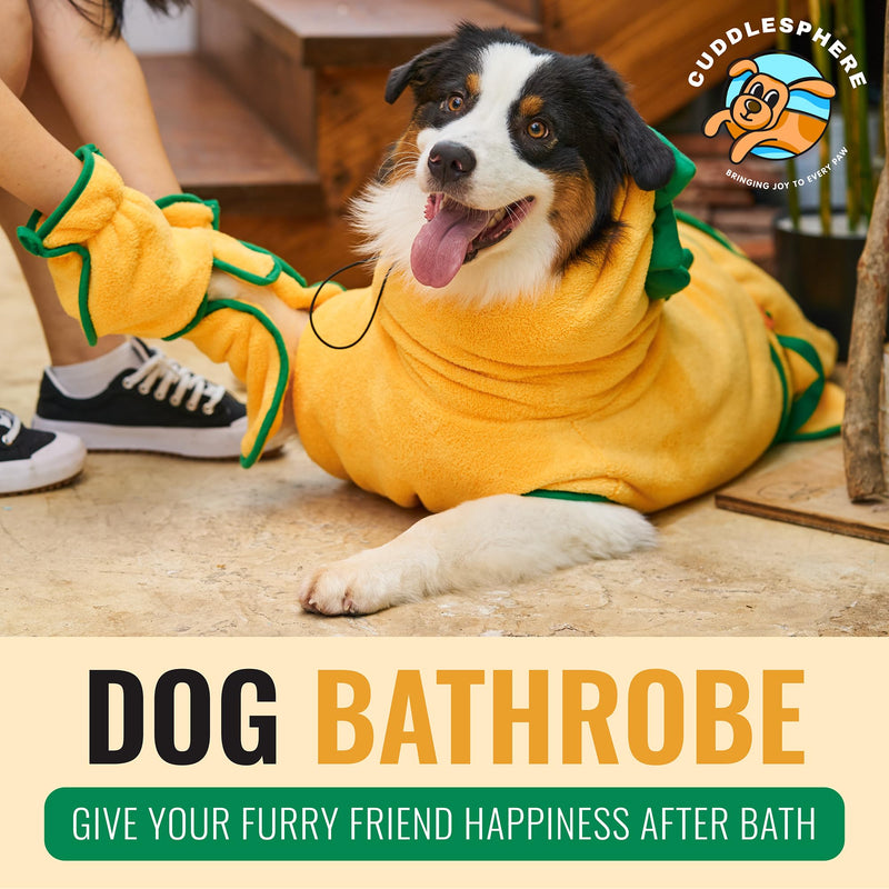 Dog Bathrobe for Drying Dogs - Premium Super Absorbent Microfiber Dog Bath Towel with Drying Gloves - Dog Drying Towel - Quick Drying Dog Robes for After Bath (Large) Large - PawsPlanet Australia