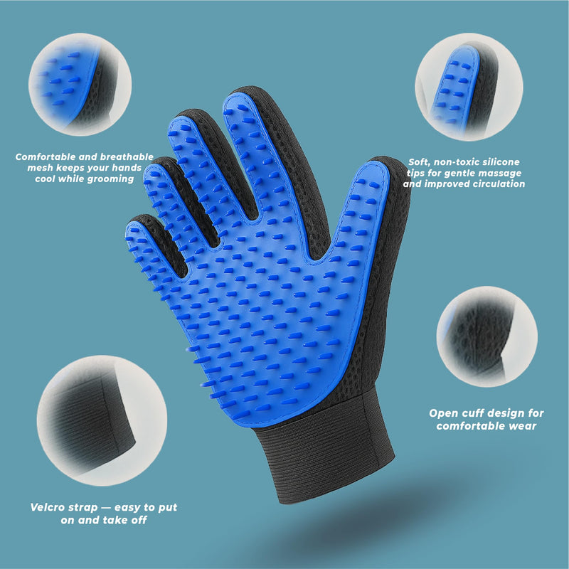 Cat & Dog Grooming Gloves for Shedding – Efficient Pet Grooming Gloves 2-in-1 Deshedding Brush & Massage Mitt | Perfect for Long and Short Hair (1 Pair) - PawsPlanet Australia