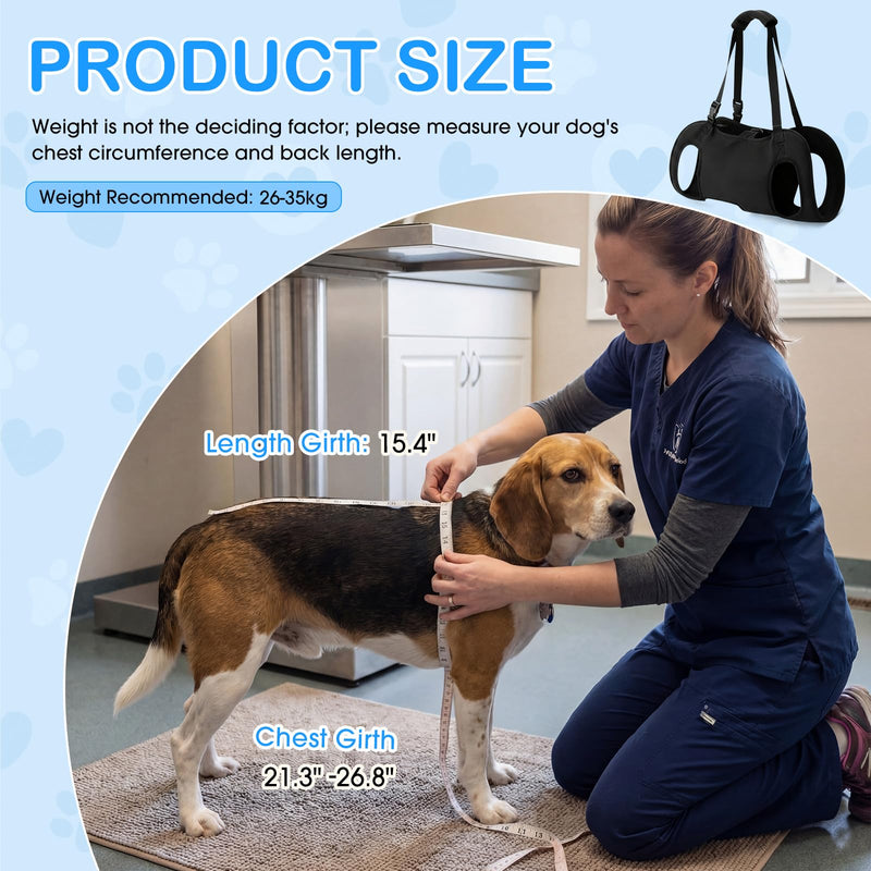 Dog Carry Sling Emergency Backpack Pet Legs Support and Rehabilitation Dog Lift Harness Adjustable Lifting Straps Carrier for Senior Dogs Joint Injuries, Arthritis, Hiking, Skiing, Black (M) M - PawsPlanet Australia