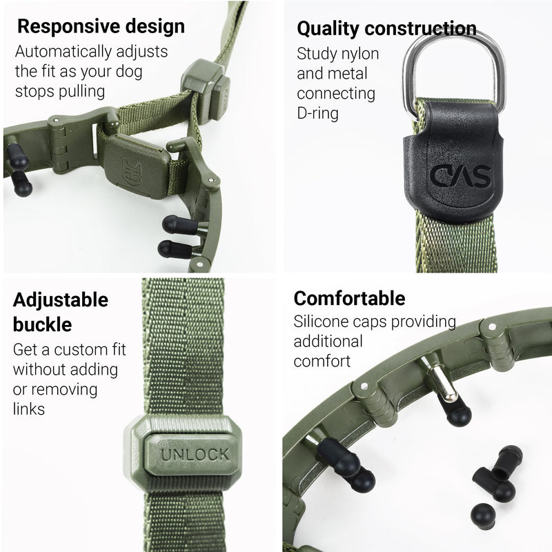 SVD.PET Dog Prong Collar for No-Pull Training, Quick-Release Buckle Adjustable Pinch Collar for Small Dogs (Army Green, Small Size) Army Green