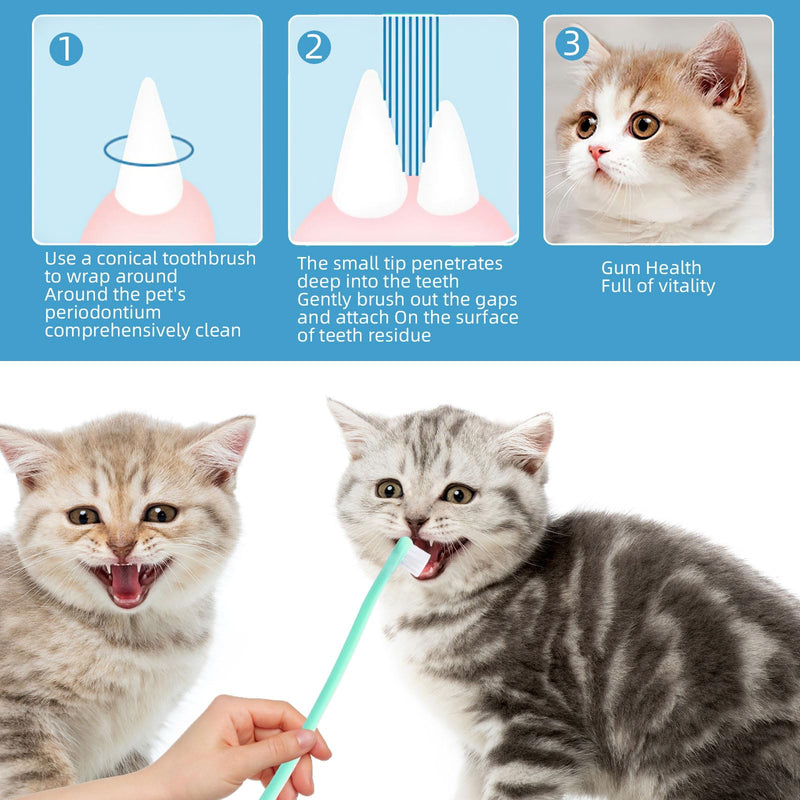 4-Piece Dog Toothbrush Set, Cat Toothbrush, Dog Toothbrush, Small Soft Round Head Pet Toothbrush, Dog Toothbrush, Kitten Toothbrush for Kittens, Puppy Tooth Cleaning, Oral Care (Blue, Green)