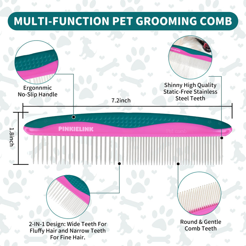 Pet Grooming Scissors Kit, Dog Grooming Shears with Stainless Steel Rounded Tip Blades for Safe Fur Trimming for Dog, Cat, Includes Pet Comb (Set of 3) Green 3 in 1 - PawsPlanet Australia