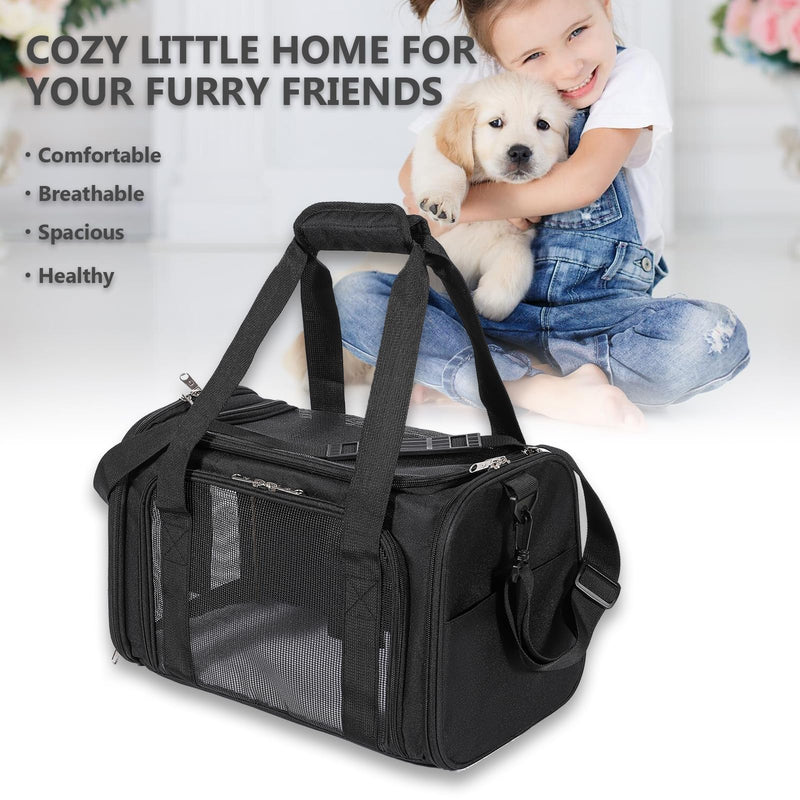 Cat Carrier, Dog Carrier, TSA Airline Approved Pet Carrie for Small Medium Cats, Dog Puppy Carriers for Small Dogs (Black, One Size) - PawsPlanet Australia