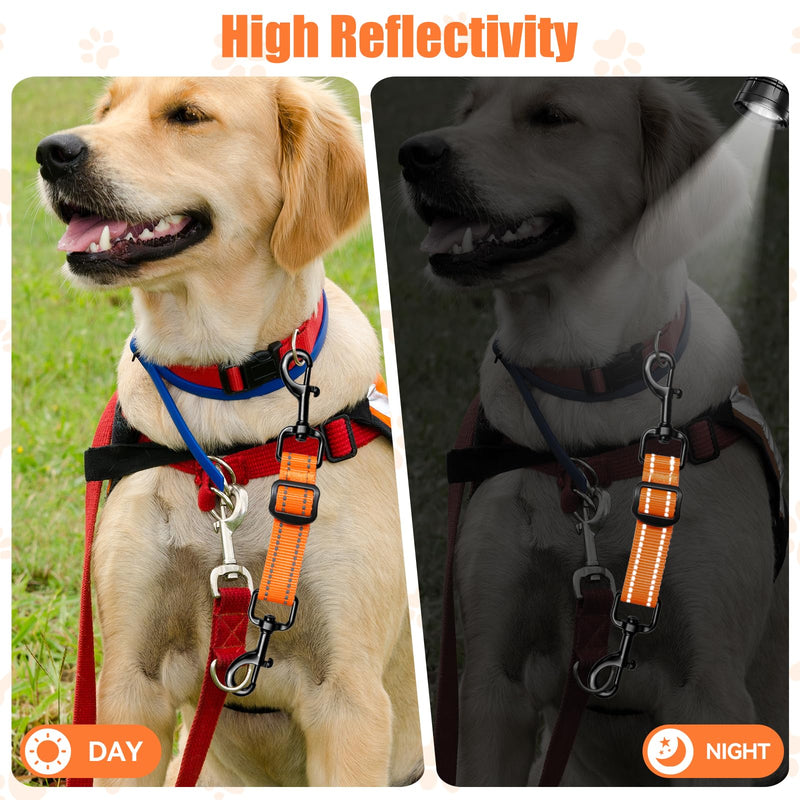 Dog Collar Safety Clip, Reflective Double-Ended Backup Connector for Harness to Collar, Adjustable Safety Clip for Prong, Pinch Collars, Prevents Escapes & Accidental Disconnection (Orange) Orange