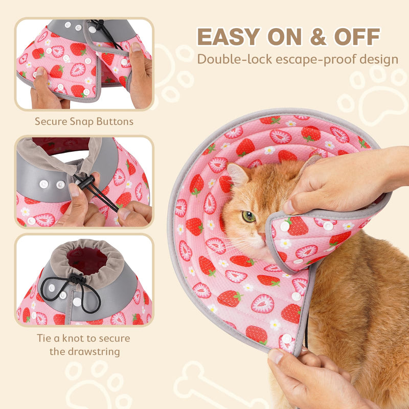 Avont Cat Cone Collar Soft to Stop Licking Bundle with Cat Recovery Suit for Post-Surgery -S
