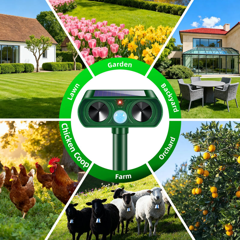 2 Pack Solar Ultrasonic Animal Repeller Outdoor, Cat Deer Repellent Devices with Motion Sensor, IP65 Waterproof Animal Deterrent Devices for Squirrels,Rabbits,Dogs,Raccoons,Skunks for Garden Yard Farm 2 - PawsPlanet Australia