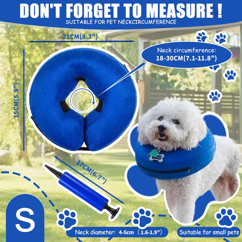 Inflatable Collar for Dog, Cat, Adjustable, Soft Collar, Protective Collar for Dog, Adjustable Buckle, Leak Protection Collar, Pet Elizabethan for Vision, Not Blocked, S