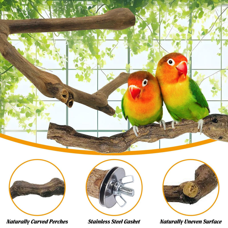 kathson 5pcs Natural Parrot Perch for Cage Wooden Bird Perches Grape Bird Stick Parakeet Climbing Standing Branches Toy Chewable Cage Accessories for Small Budgies Cockatiels Lovebirds Budgies 5 PCS
