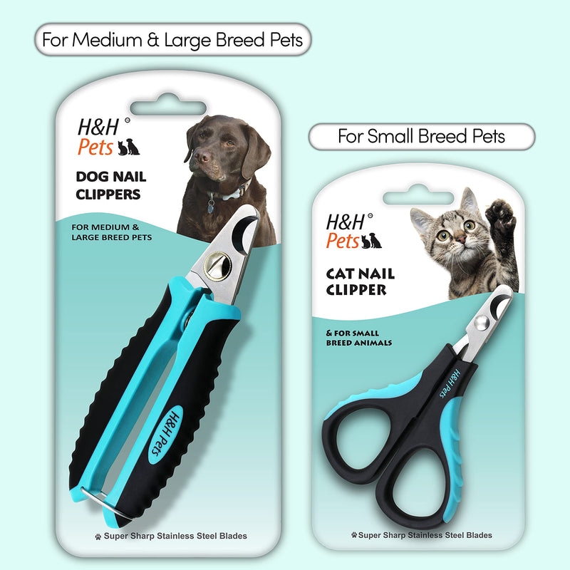 H&H Pets Nail Clippers Series - for Cats and Dogs - Razor Sharp Blades Sturdy Non Slip Handles - Dog Accessories Professional at Home Grooming - Stainless Steel - Dog Nail Trimmers - M (Sm-M Dogs) - PawsPlanet Australia