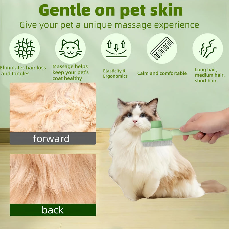 Zen Brush for Cats & Dogs, Avatore Zenbrush Pet Comb, Self-Cleaning Grooming Brush, Stainless Steel Teeth for Shedding Hair Removal 2-pack (Green+Yellow) - PawsPlanet Australia