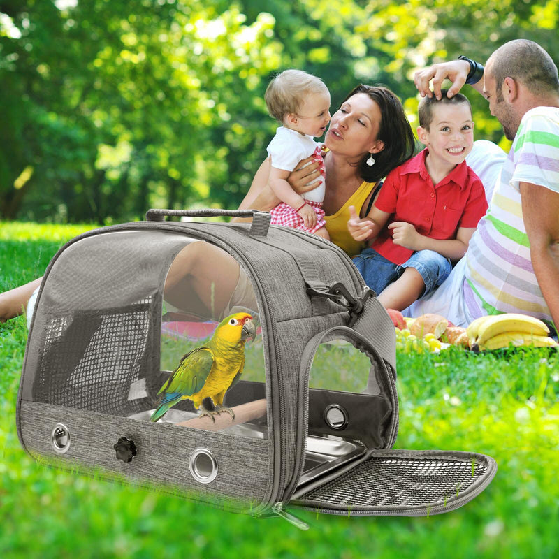 Bird Carrier with Perch Parakeet Travel Carrier Bag Portable Bird Backpack with Plat Breathable Parrot Travel Cage for Small Pets - PawsPlanet Australia