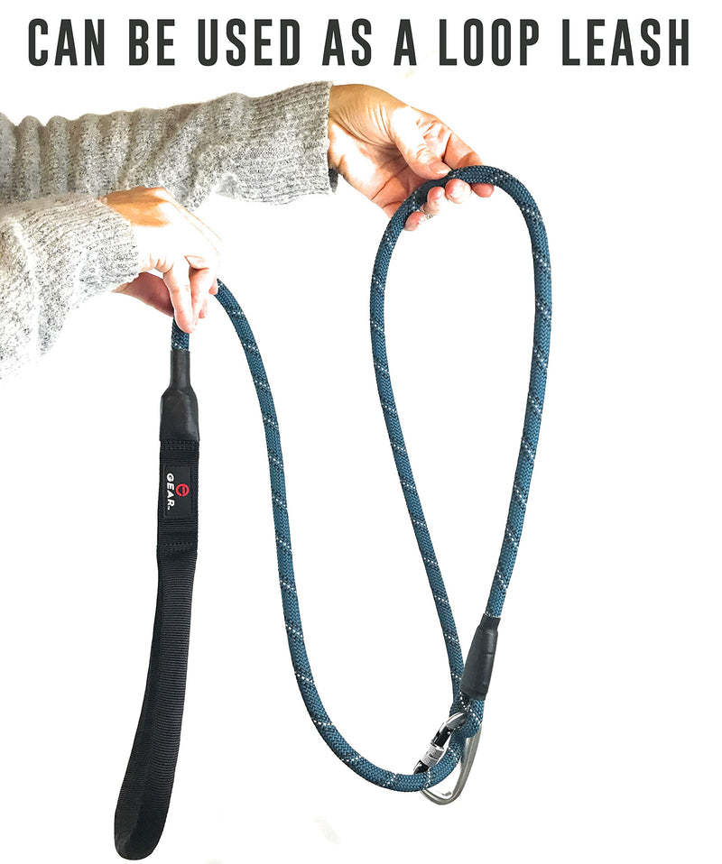 Locking Carabiner Dog Leash – Heavy Duty Rope Leash for Large & Medium Dogs, Reflective with Padded Handle – 6 Ft (Black) Black - PawsPlanet Australia