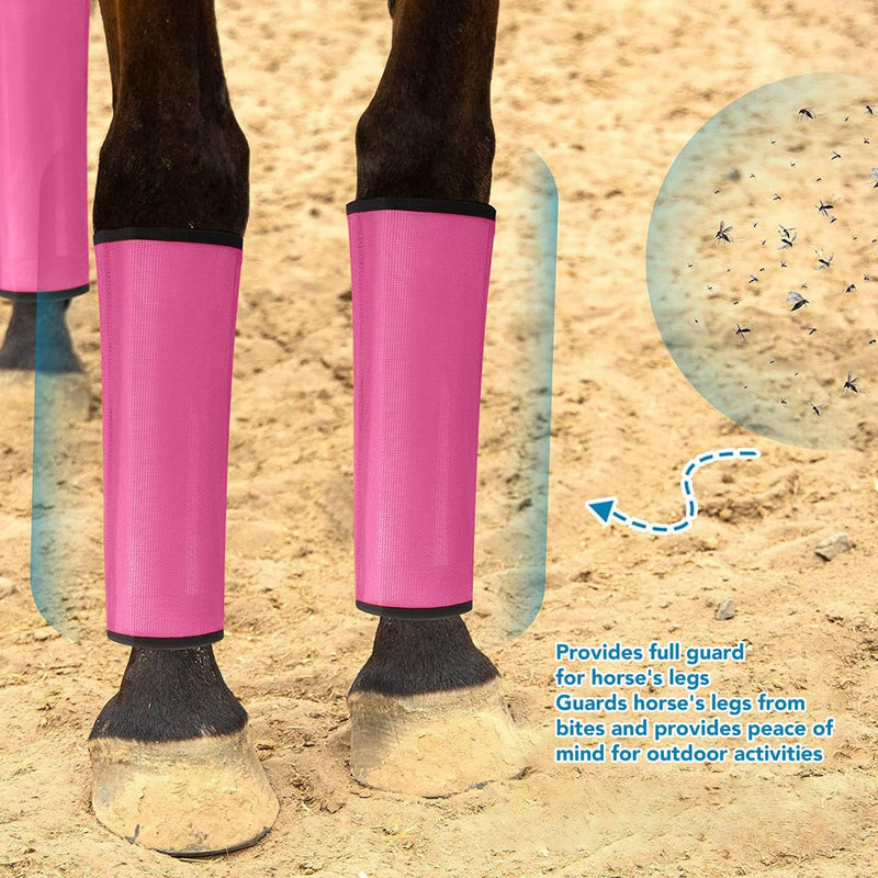 HEEPDD Horse Leg Boots 4 Piece Mesh Material for Fly Protection Non Slip Grip Breathable Design 95% Airflow Efficiency Summer Riding to Prevent Bites and Leg Scratches