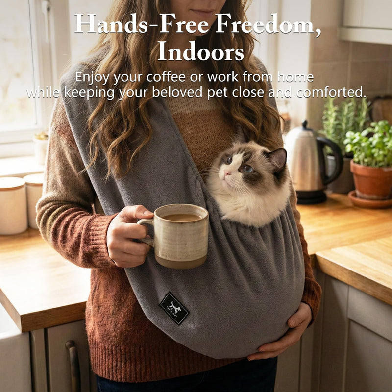 Cat Carrier Sling, Hands-Free Pet Sling Carrier for Small Dogs & Cats - Soft Breathable Kitten Pubby Sling Carrier for Anxiety Relief, Indoor Snuggling & Travel (Dark Grey, Medium (Regular)) Dark Grey Medium (Regular) - PawsPlanet Australia