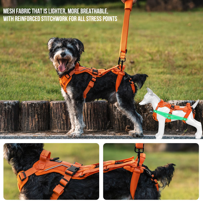 OneTigris Lift Harness for Small Dogs XS, Sling Carrier to Help Lift and Walk, Outdoor Full Body Support with Reflective Straps for Back Legs Orange - PawsPlanet Australia