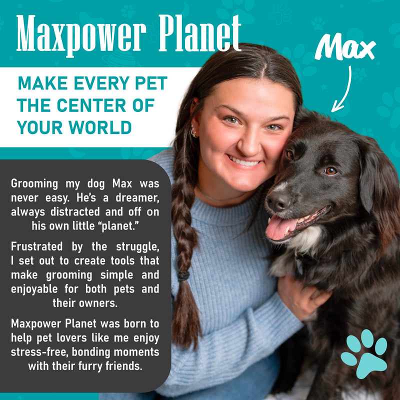 Maxpower Planet Dog Rake and Dog Hair Brush - Gently Removes Loose Undercoat, Mats and Tangled - Deshedding Grooming Tool for Dogs & Cats - Self Cleaning Slicker Brush - All Hair Types A - Rake & Brush (Best Value) - PawsPlanet Australia