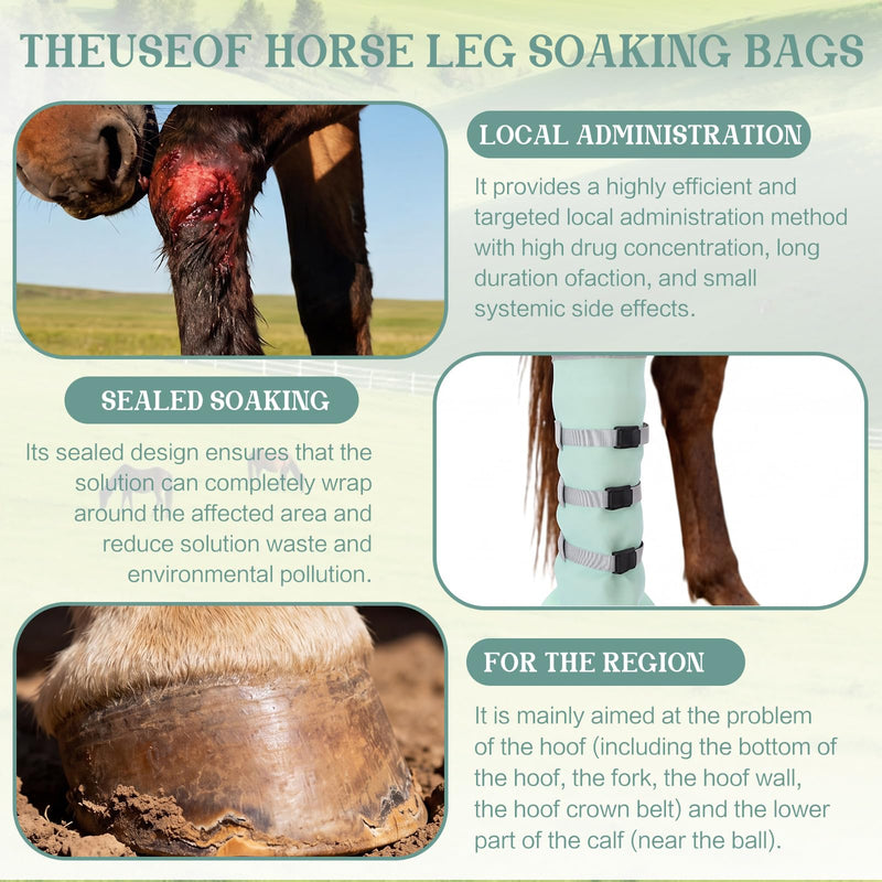 2 Pcs Hoof Soaking Boot for Horses Upgraded Extended Length Horse Hoof Soaker Heavy Duty Icing Treating Bucket with EVA Pad & Elastic Band Easy Use for Common Hooves Problems
