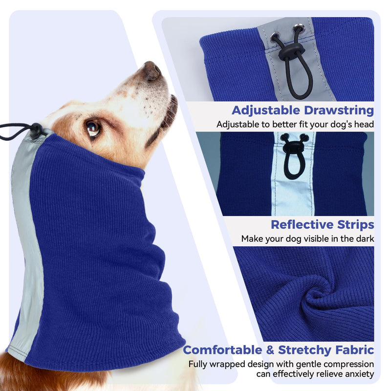 Dog Ear Protectors, Noise Protection for Dogs Ears Firework Protection Calming Hoodie Ear Muffs Calming Cap(Blue, M)