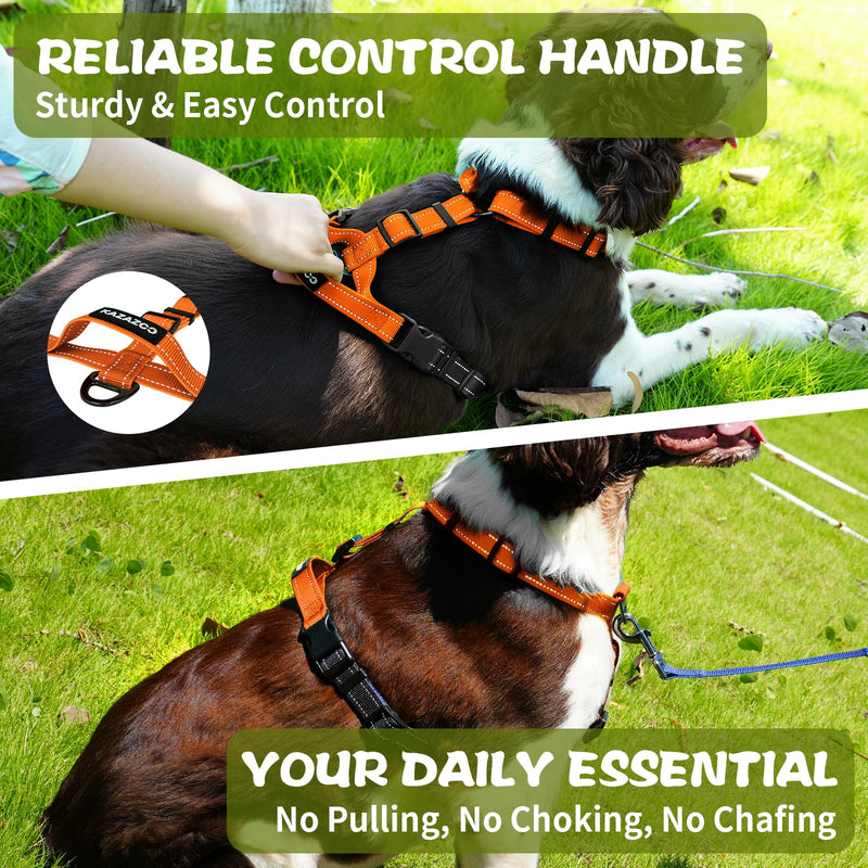 No-Pull Harness,Y-Shaped Design,Buckle-Neck Balance Harness with Reflective Stitching, Ideal for Dog Training and Night Walking, Padded Handle, Durable High-Tensile Nylon-Orange-M Orange M - PawsPlanet Australia