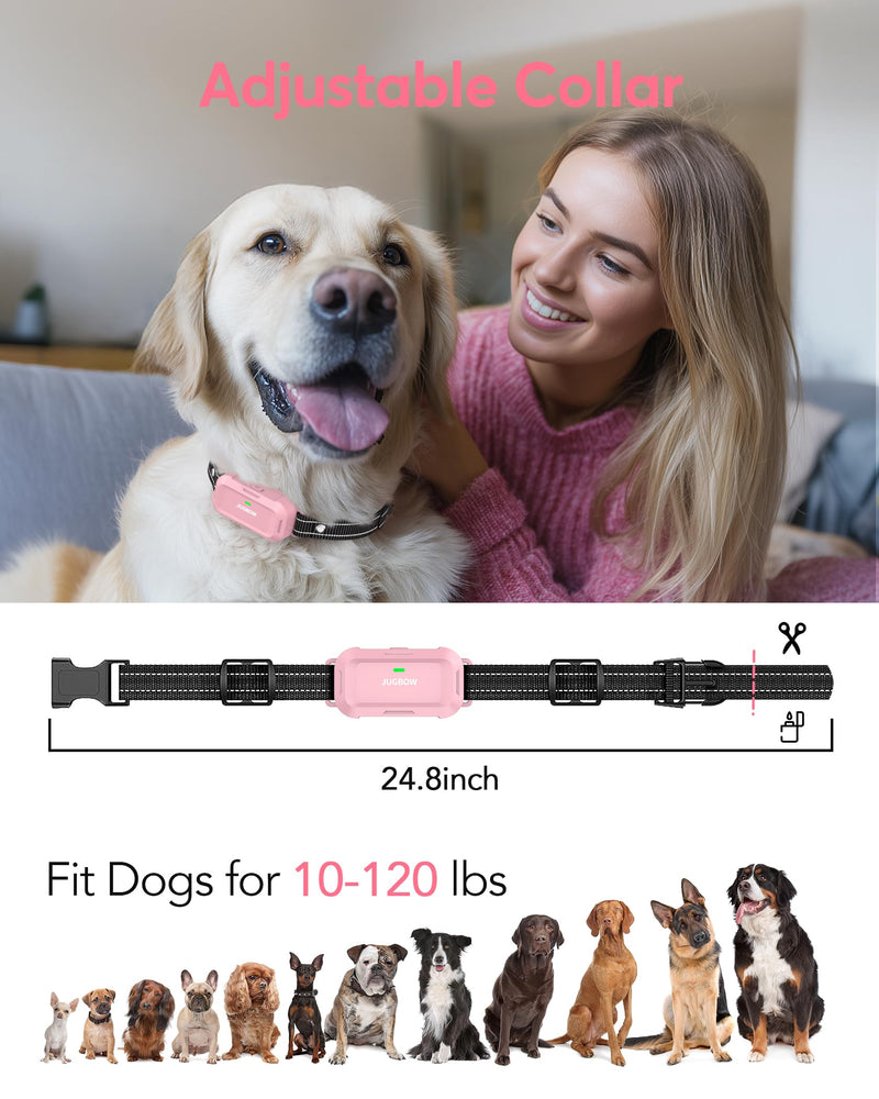Jugbow Dog Shock Collar - 4200FT Dog Training Collar with Remote, IPX7 Waterproof Electric Collar with 4 Training Modes, Security Lock, Rechargeable e-Collar for Dogs 10-120lbs(Pink) - PawsPlanet Australia