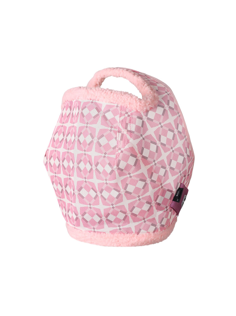 Tackmore Horse Fly Mask Without Ears, Breathable Structured Mesh for Horses, Soft Fleece Edging, UV Protection, Printed Turnout Mask for Pasture-Pink Print L Pink Print