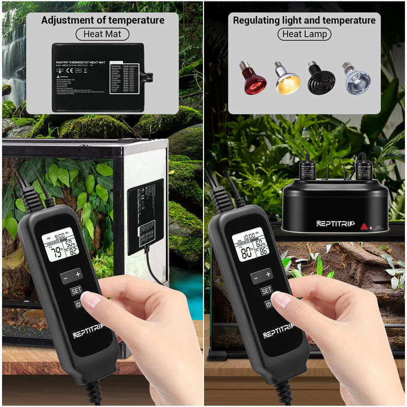 Reptile Dimming Thermostat, Adjustable Day and Night Temperature, Thermostat for Reptile Heat Lamp Heat Pad, PID Temperature Controller, Memory Function, ℉/℃ - PawsPlanet Australia