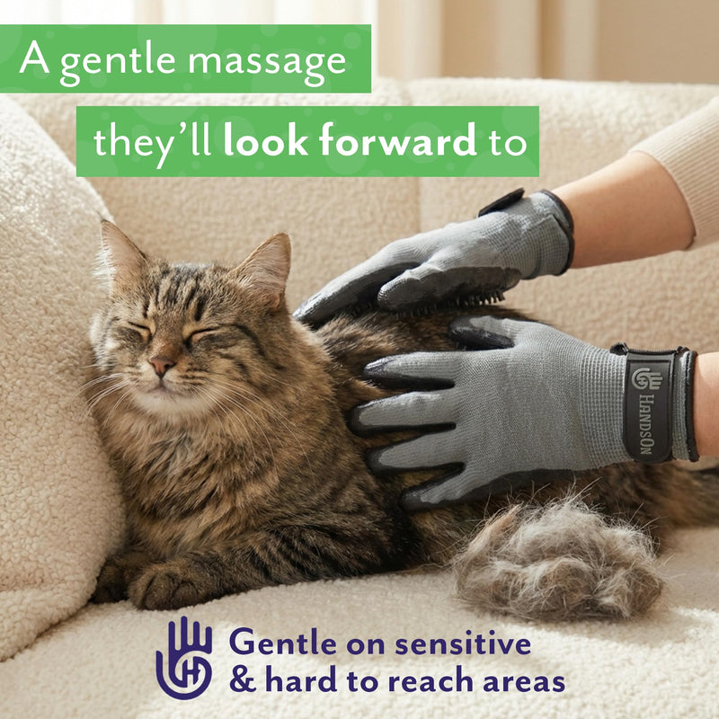H HANDSON Pet Grooming Gloves - Patented #1 Ranked, Award Winning Shedding, Bathing, & Hair Remover Gloves - Gentle Brush for Cats, Dogs, and Horses (Blue, Small) Blue - PawsPlanet Australia