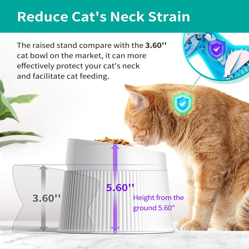 uahpet Elevated Cat Food Bowl, Super Widen Raised Cat Food Dishes for Protecting Spine, Reliefing Whisker Fatigue, Anti-Vomiting Tilted Pet Feeding Bowls