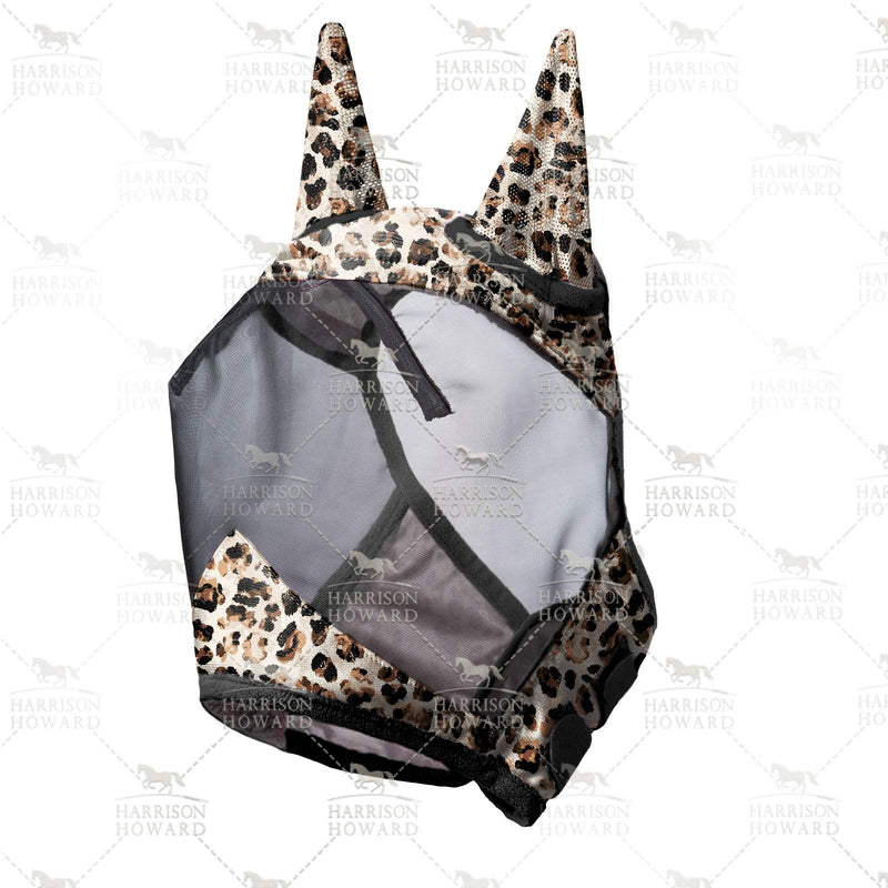 Harrison Howard LumiVista Horse Fly Mask Standard with Ears UV Protection for Horse Leopard Print M Cob Cob (Medium) - PawsPlanet Australia