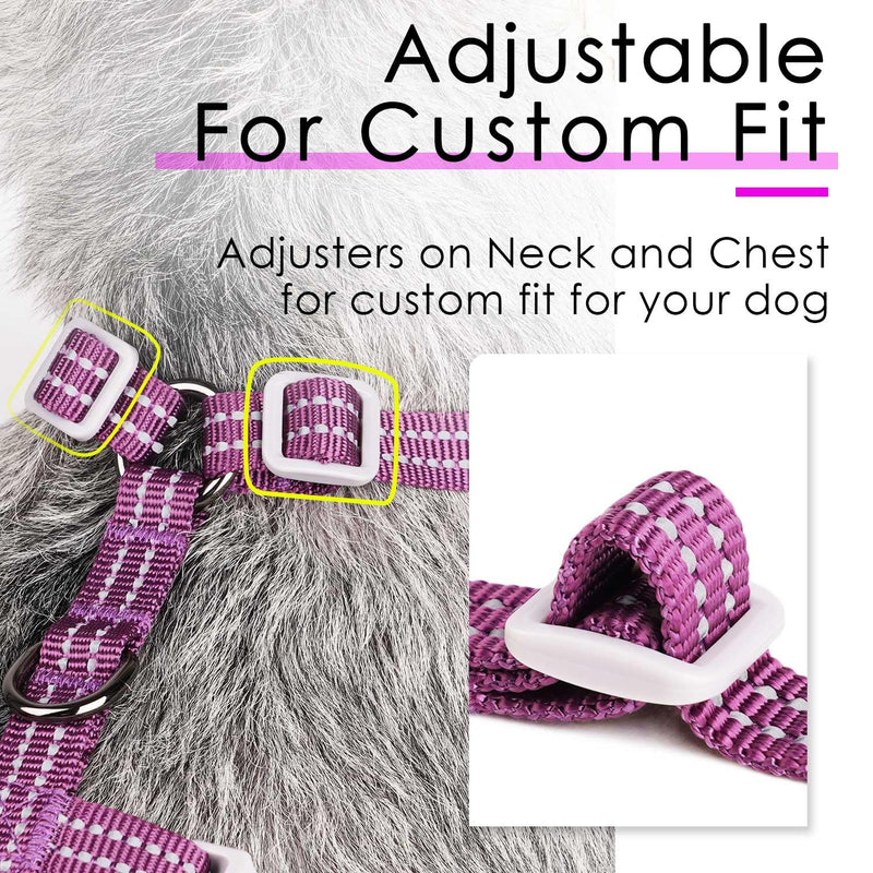 ThinkPet Reflective Breathable Soft Air Mesh No Pull Puppy Choke Free Over Head Vest Ventilation Harness for Puppy Small Medium Dogs and Cats (Purple,M) Medium (Pack of 1) Purple - PawsPlanet Australia