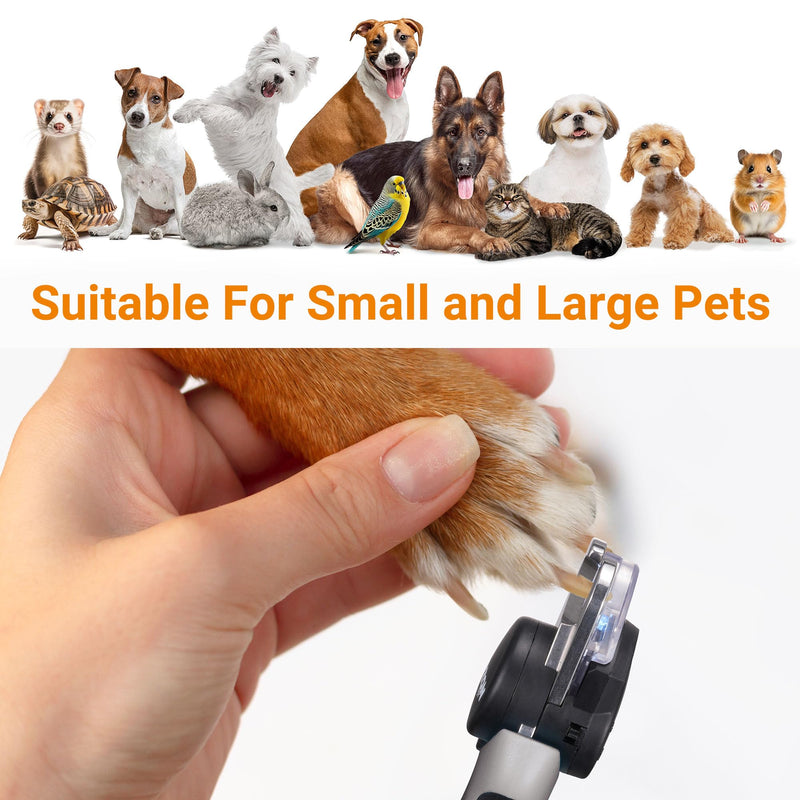 Dog Nail Clipper with Light, Illuminates Nail Clipper Kit or Bloodline for Safe, Easy Trimmers, Extra Sharp for Thick Nails, Quick Sensor, Avoid Over Cutting Toenail, for Cats & Dogs Grey - PawsPlanet Australia