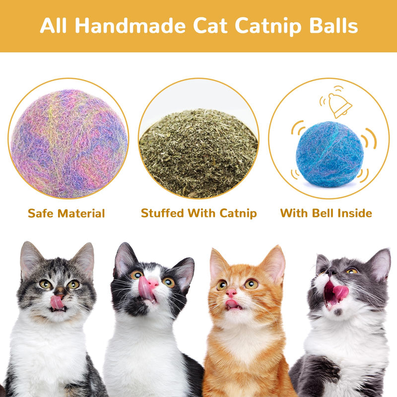 Retro Shaw Catnip Toys, Catnip Balls with Bell, Cat Toys with Silvervine and Catnip, Catnip Toys for Cats, Cat Toys for Indoor Cats, Cat Chew Toy, Cat Nip Toys for Cats Kittens Kitty, 6 Pack - PawsPlanet Australia