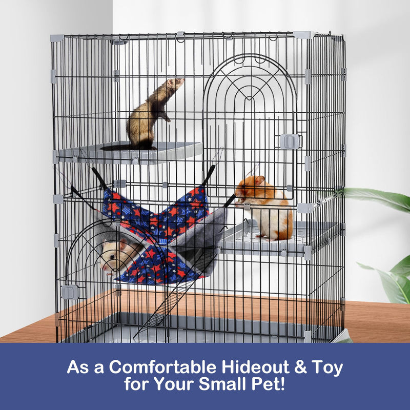 Guinea Pig Hideout Toys Ferret Hammock Rat Hammock Large,Small Animal Chinchilla Bed for Hamster Tunnel Squirrel Sugar Glider Cage Accessories Set Hanging for Hide,Single Hammock,Blue - PawsPlanet Australia