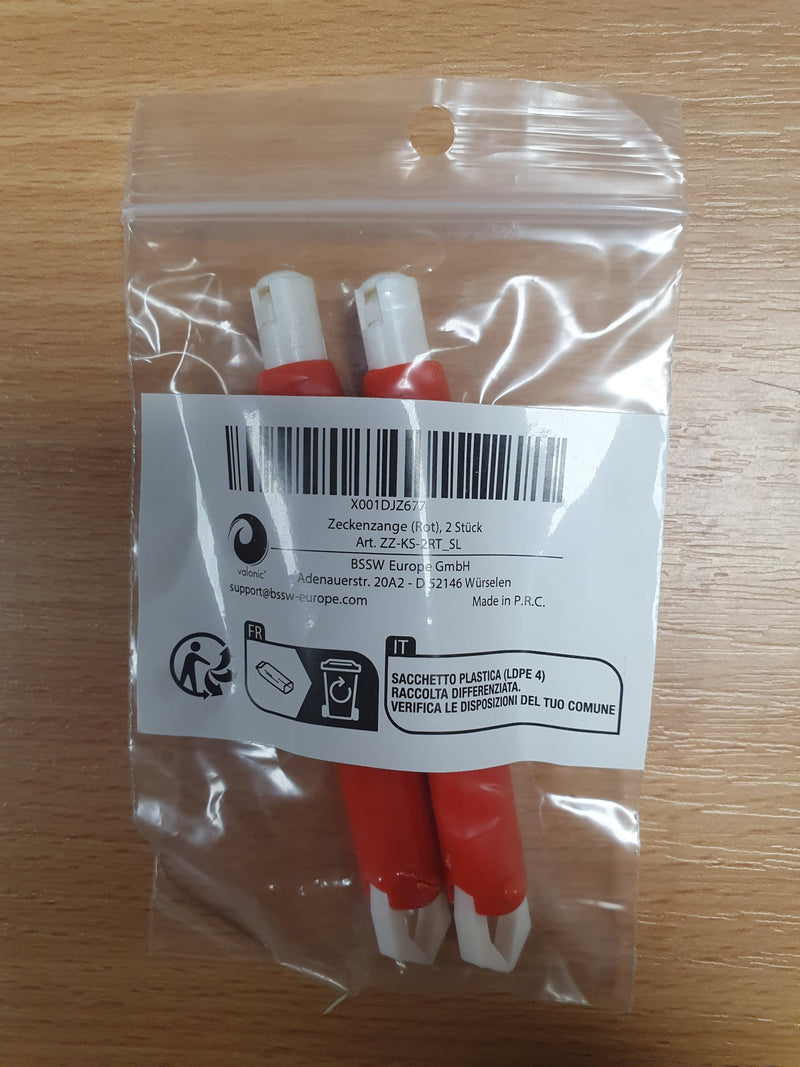 valonic tick Remover, 2 Pack - red, tick Removal Tool - tick Remover for Dogs and Cats - PawsPlanet Australia