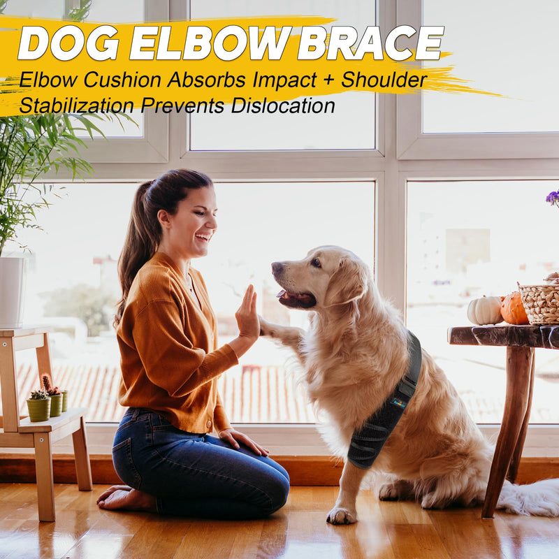 Dog Elbow Protector Brace with Metal Splint, Canine Elbow Pads &Shoulder Brace Support for Callus, Hygroma, Dysplasia, Arthritis, Dislocation, Pressure Sores, Comfort Fit for All-Day Wear L-Right